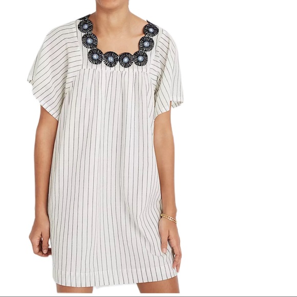 MADEWELL Embroidered Butterfly Dress in Stripe|lightweight striped cotton|medium - Picture 2 of 8